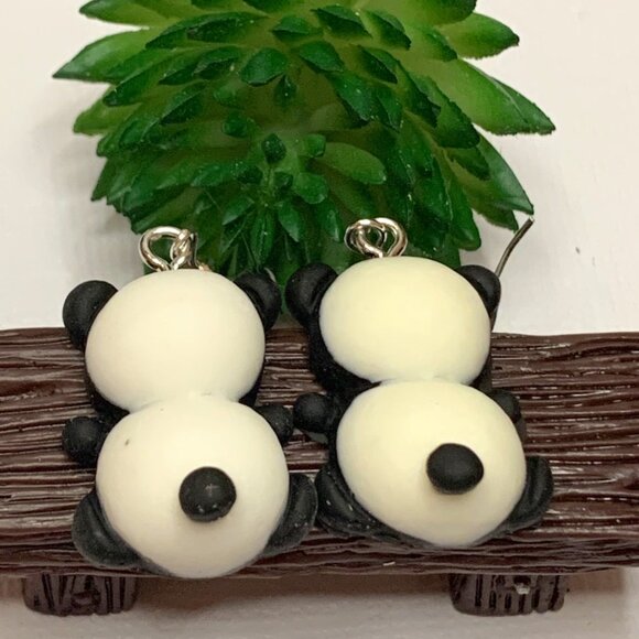 Panda Earring, Panda Bear Jewelry, Gift, Panda Jewelry, Silly Animal Earring - Picture 1 of 9